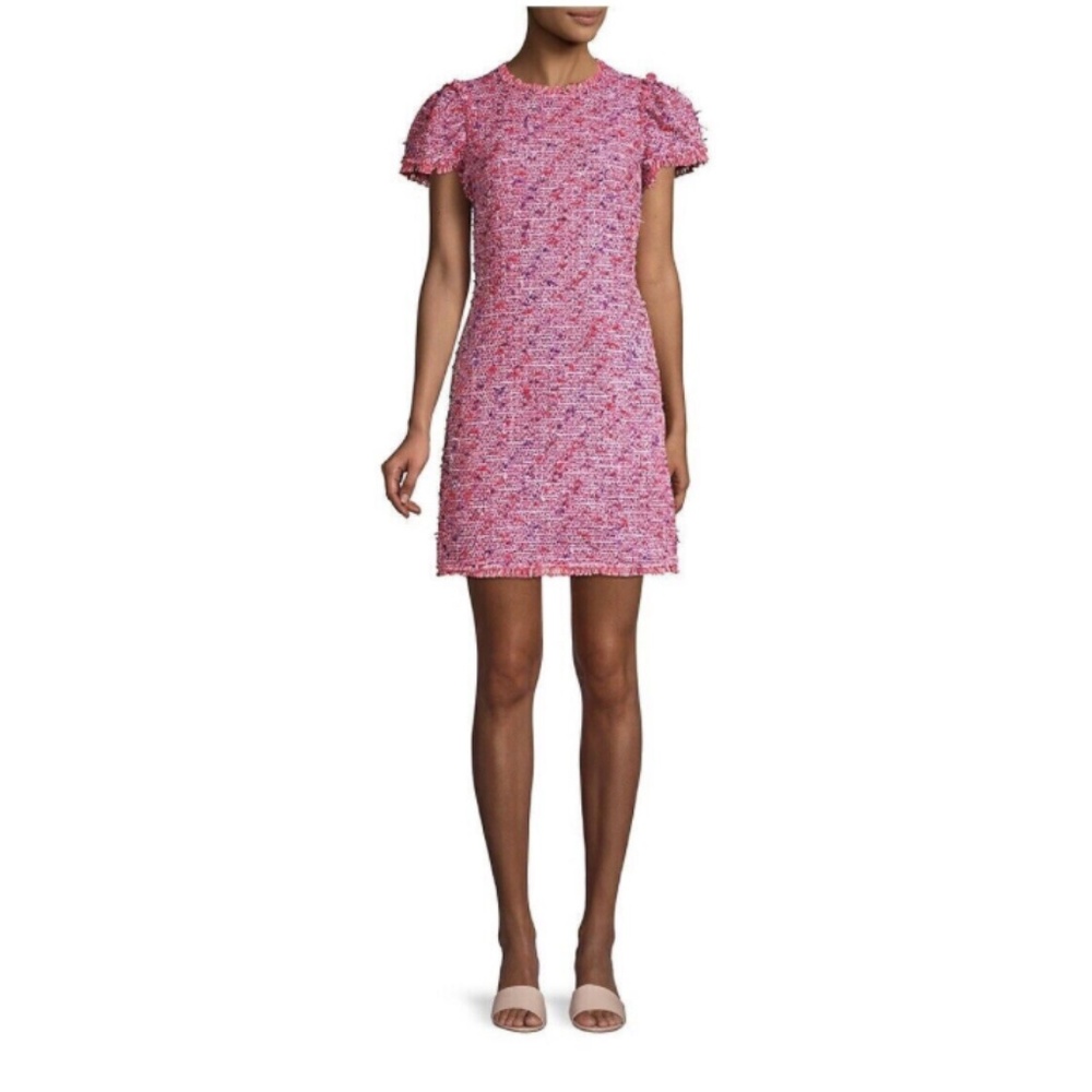 Kate Spade Pink,Red,Purple Flutter Tweed Short Sleeve Dress sz 4